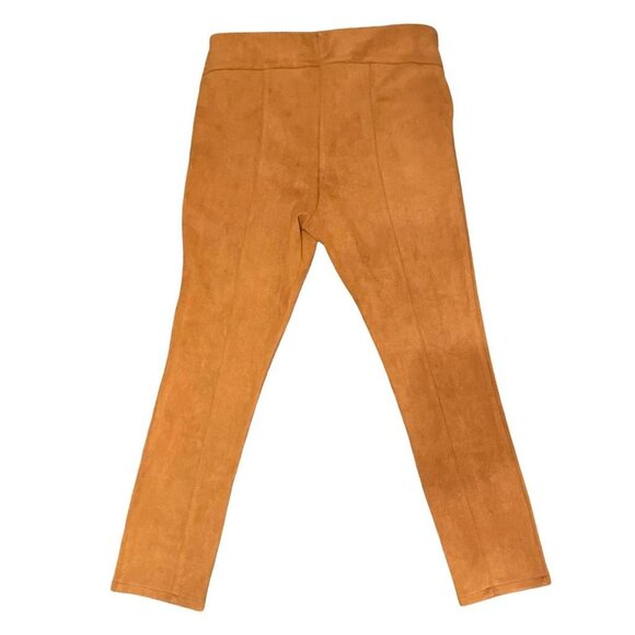 Anthropologie Faux Suede High-Waist Pants in Camel (Size 32) - Picture 3 of 6